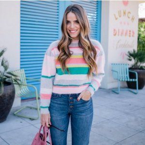 Rebecca Taylor Luxe Angora Blend Striped Sweater